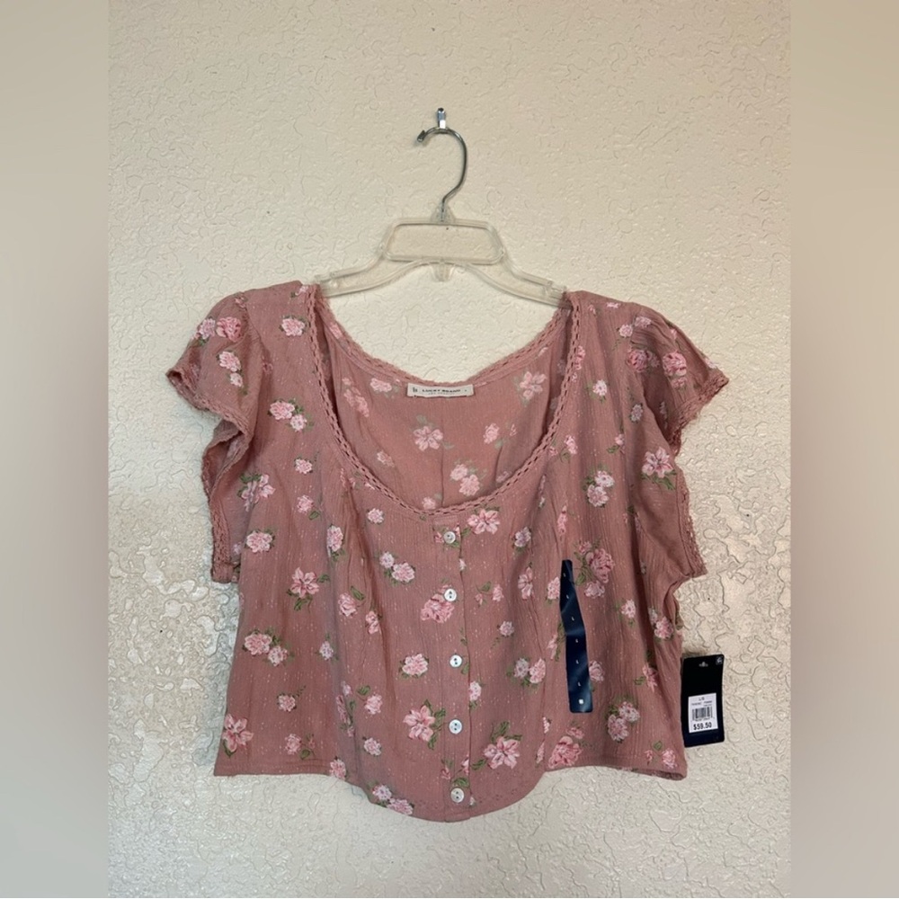Lucky Brand Floral Button-Up Crop Top